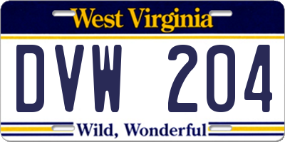 WV license plate DVW204