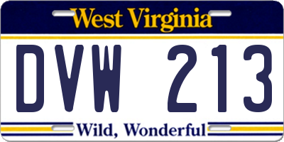 WV license plate DVW213