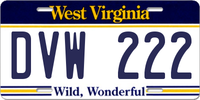 WV license plate DVW222
