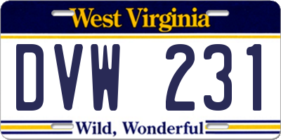 WV license plate DVW231