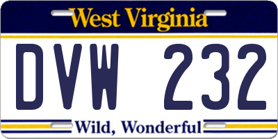 WV license plate DVW232