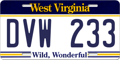 WV license plate DVW233