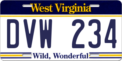 WV license plate DVW234