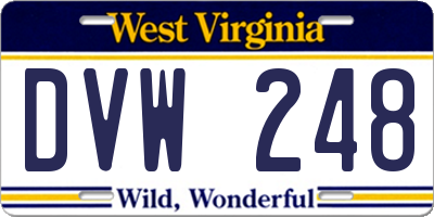 WV license plate DVW248