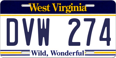 WV license plate DVW274