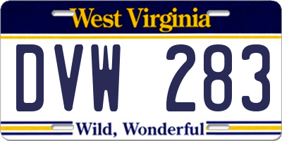WV license plate DVW283