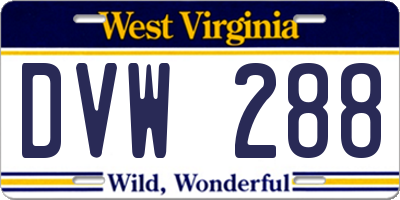 WV license plate DVW288