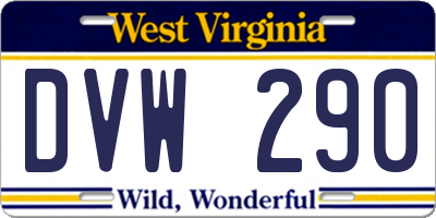 WV license plate DVW290