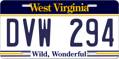 WV license plate DVW294