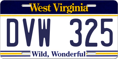 WV license plate DVW325