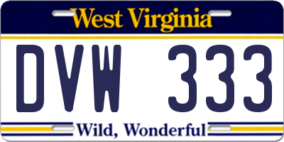 WV license plate DVW333