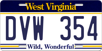 WV license plate DVW354