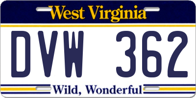 WV license plate DVW362