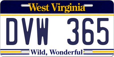 WV license plate DVW365