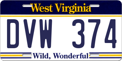 WV license plate DVW374