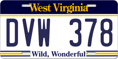 WV license plate DVW378