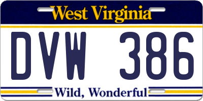 WV license plate DVW386