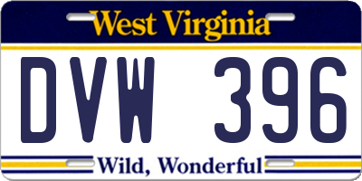 WV license plate DVW396