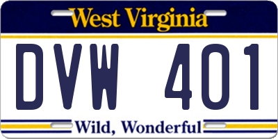 WV license plate DVW401