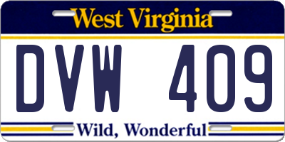 WV license plate DVW409