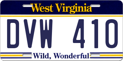 WV license plate DVW410