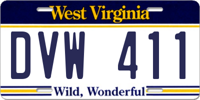 WV license plate DVW411