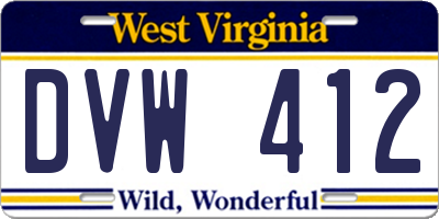 WV license plate DVW412