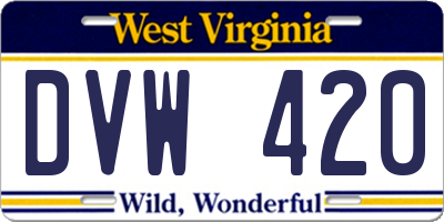 WV license plate DVW420