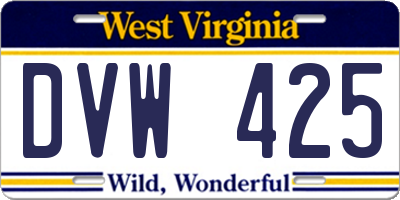 WV license plate DVW425