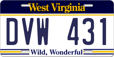 WV license plate DVW431
