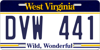 WV license plate DVW441
