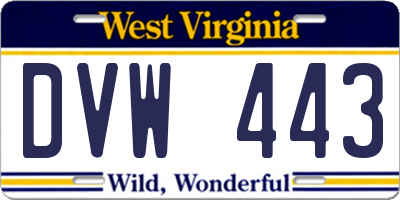 WV license plate DVW443