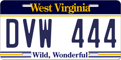 WV license plate DVW444