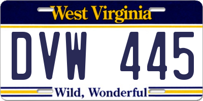 WV license plate DVW445