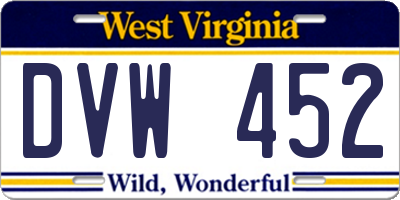 WV license plate DVW452
