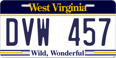 WV license plate DVW457