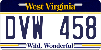 WV license plate DVW458
