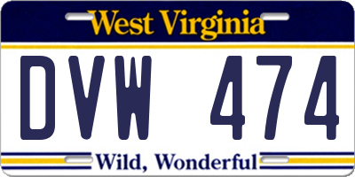 WV license plate DVW474