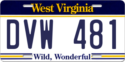 WV license plate DVW481