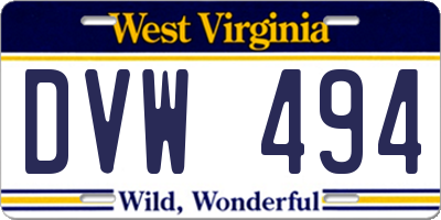 WV license plate DVW494