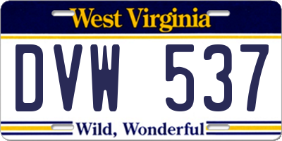 WV license plate DVW537