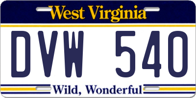 WV license plate DVW540