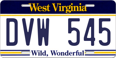 WV license plate DVW545