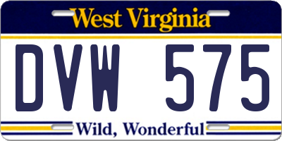 WV license plate DVW575