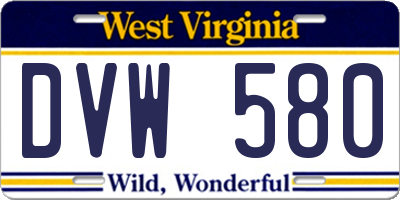WV license plate DVW580