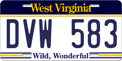 WV license plate DVW583