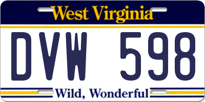 WV license plate DVW598