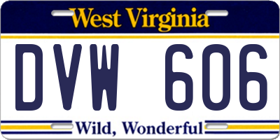 WV license plate DVW606
