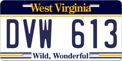 WV license plate DVW613