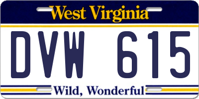 WV license plate DVW615